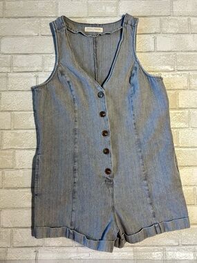 Stitch & Feather Light Blue Denim Romper